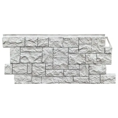 Фасадная панель FineBer, Камень Дикий, Мелованный белый