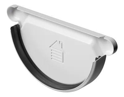 Заглушка желоба D125 Döcke STAL PREMIUM Пломбир, (RAL 9010)