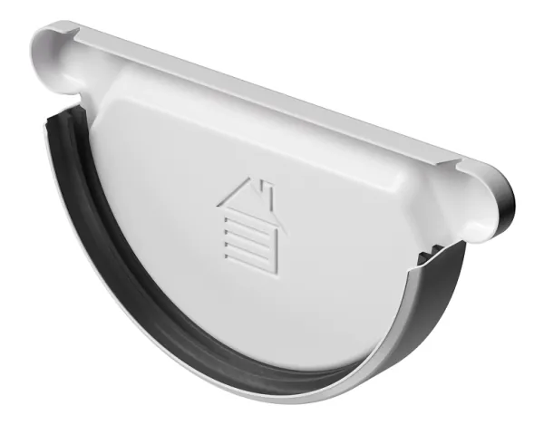 Заглушка желоба D125 Döcke STAL PREMIUM Пломбир, (RAL 9010) купить в Ставрополе