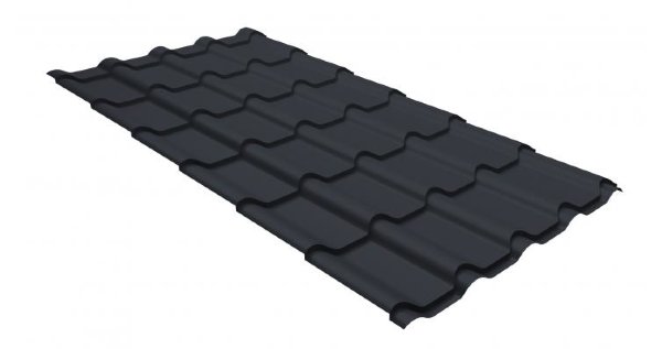 Металлочерепица камея GL 0,5 GreenCoat Pural matt RR 23 темно-серый (RAL 7024 мокрый асфальт) купить в Ставрополе