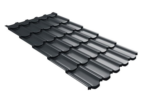 Металлочерепица квинта плюс с 3D резом 0,5 Satin RAL 7016 антрацитово-серый купить в Ставрополе