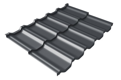 Металлочерепица модульная Квинта Uno Grand Line c 3D резом 0,45 Drap RAL 7024 мокрый асфальт купить в Ставрополе